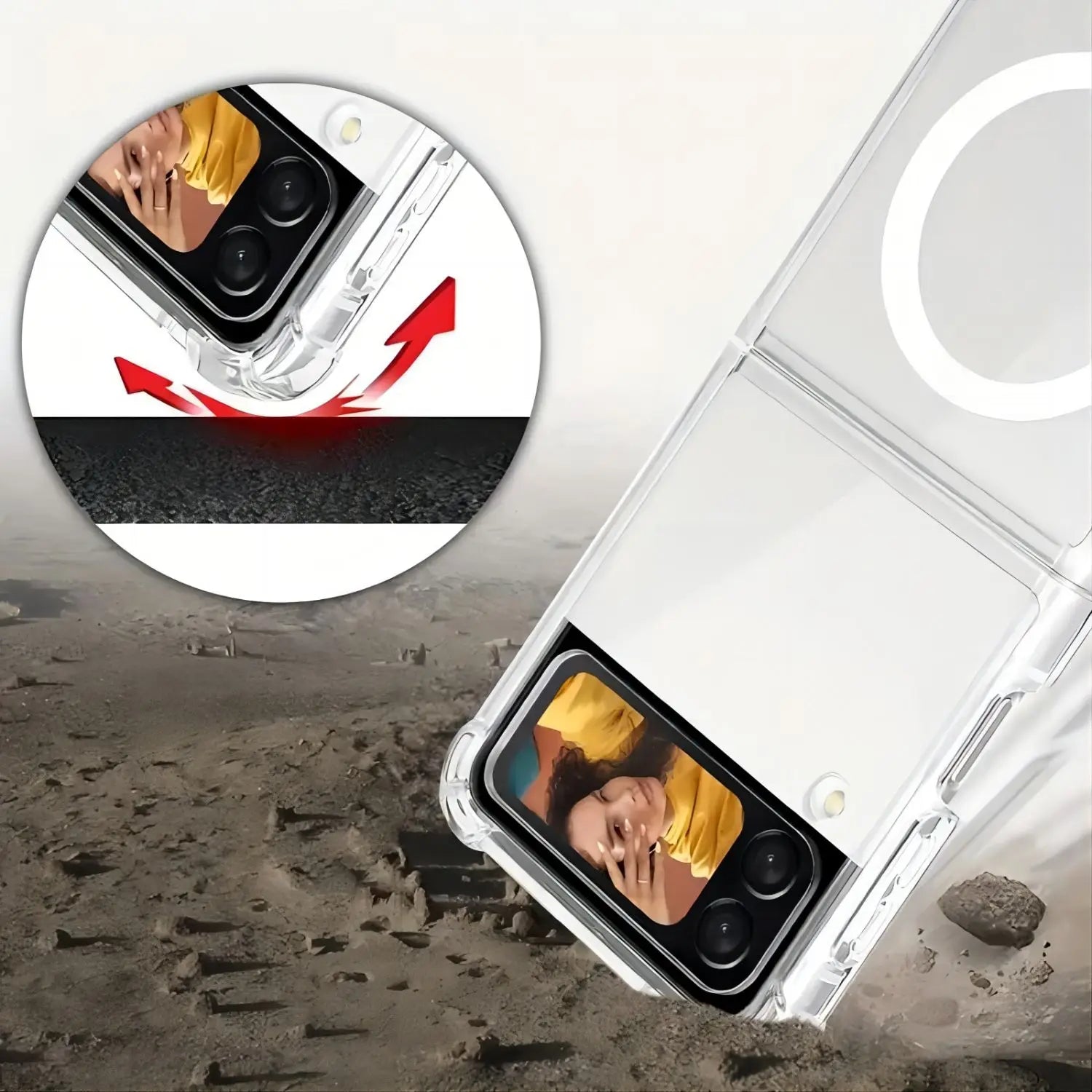 Galaxy Z Flip and Fold 3/4/5/6 Magnetic Case: Durable, Air-Cushioned, Transparent - Support Wireless Charging