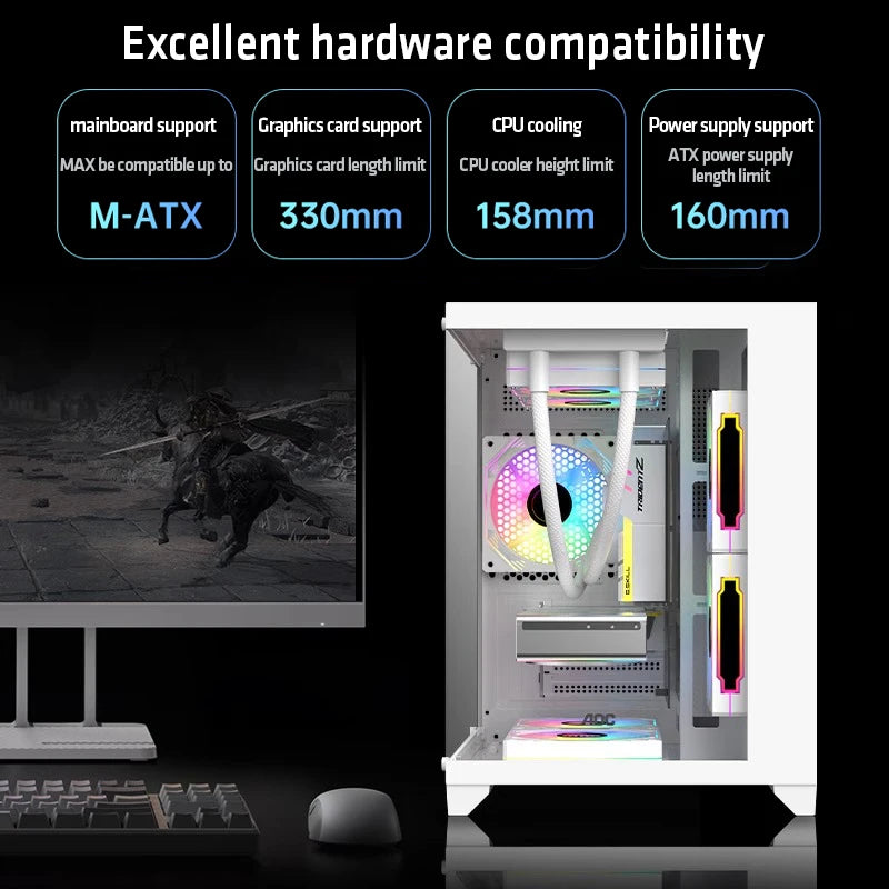 AOC CG391 PC Case MATX Gaming Desktop Case Supports 240 Water Cooling With 3 Fans Computer Case Sea View Room KingsLab Edition