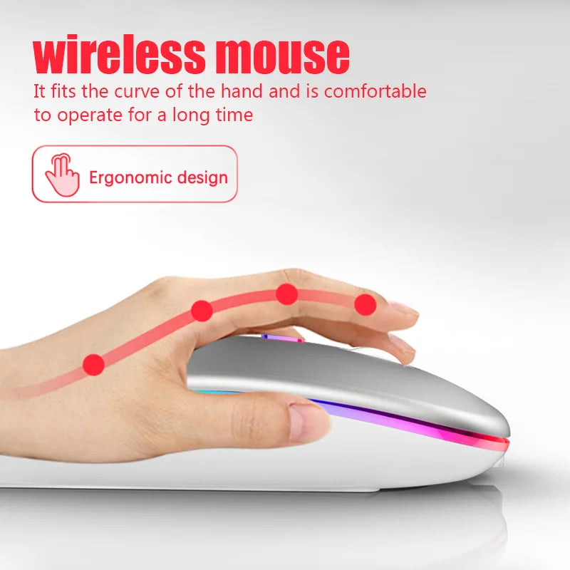 Wireless Mouse For Laptop PC Bluetooth RGB Rechargeable Mouses Wireless Computer Silent Mice LED Backlit Ergonomic Gaming Mouse KingsLab Edition