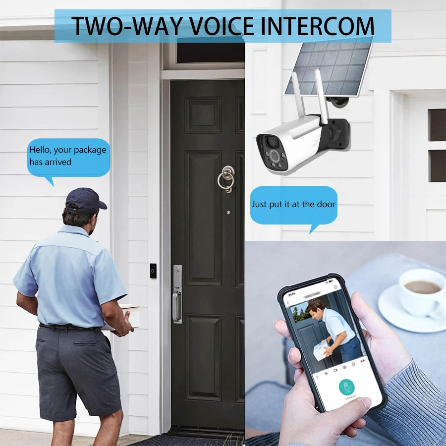 3MP Solar powered outdoor WIFI Security camera CCTV night vision full-color high-definition camera PIR human detection ICSEE
