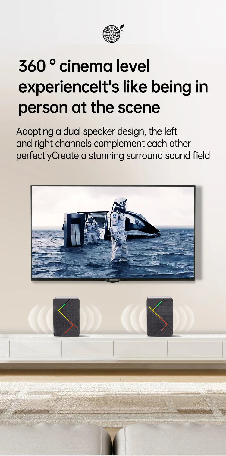 PC Computer Stereo Speaker  RGB Gaming Speakers - USB Powered 2.0 Channel Stereo Sound System with Colorful LED Lights