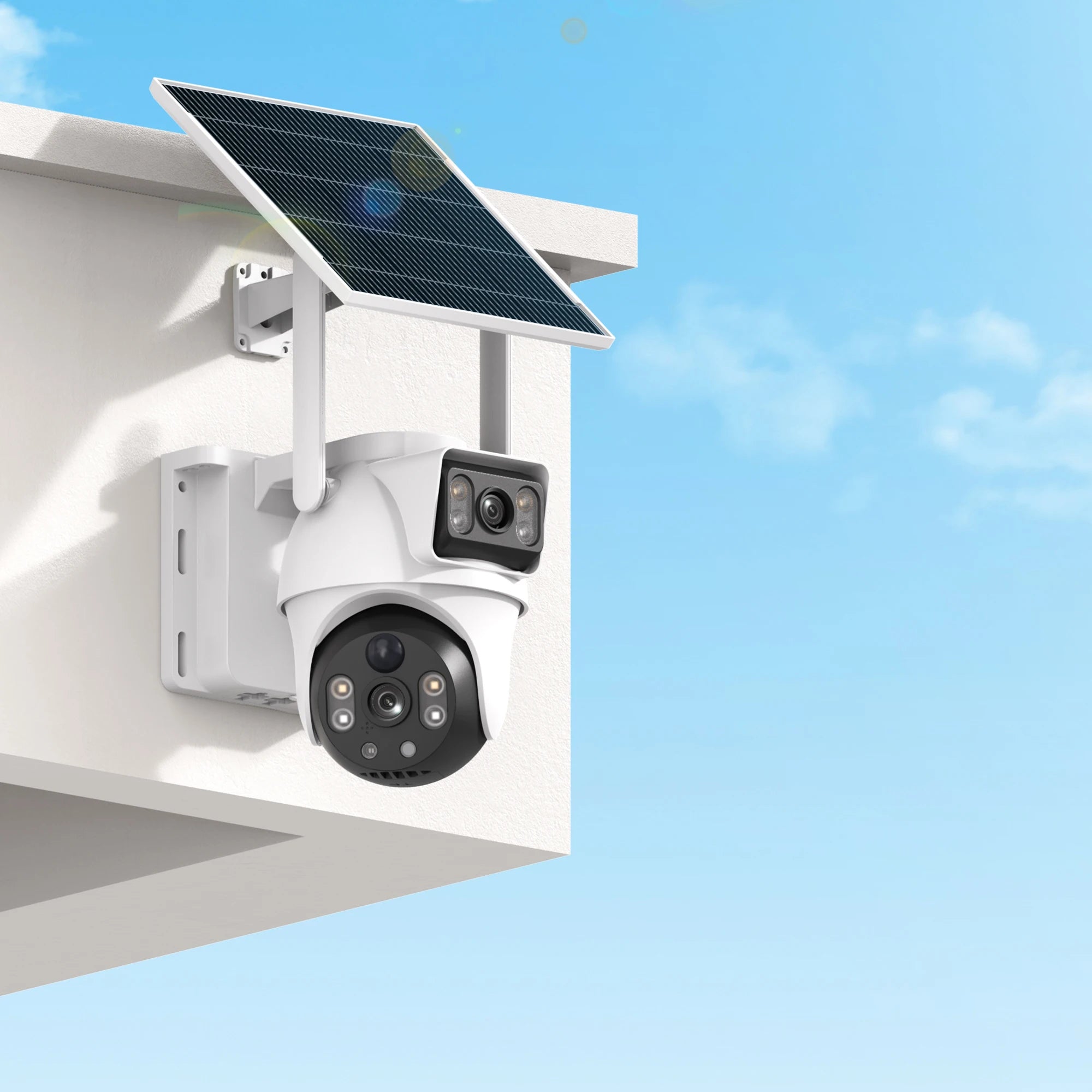 Solar 4G Camera With Sim Card 8MP 4K Dual Lens Dual View Monitor Night Vision Security Protection PTZ Video Surveillance