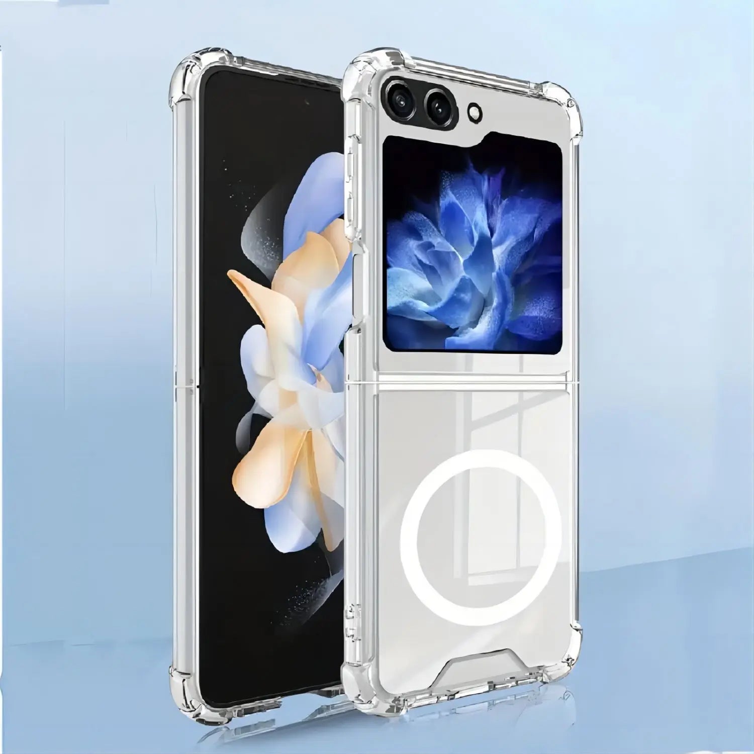 Galaxy Z Flip and Fold 3/4/5/6 Magnetic Case: Durable, Air-Cushioned, Transparent - Support Wireless Charging