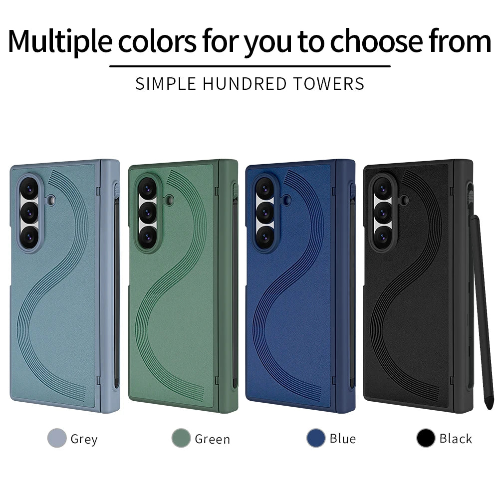 Full Cover PU Leather Z Fold 7 Case With Magnetic Hinge Protector, Touch Pen And Privacy Glass Film For Galaxy Z Fold 7 Fold 6