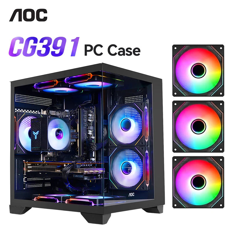 AOC CG391 PC Case MATX Gaming Desktop Case Supports 240 Water Cooling With 3 Fans Computer Case Sea View Room KingsLab Edition