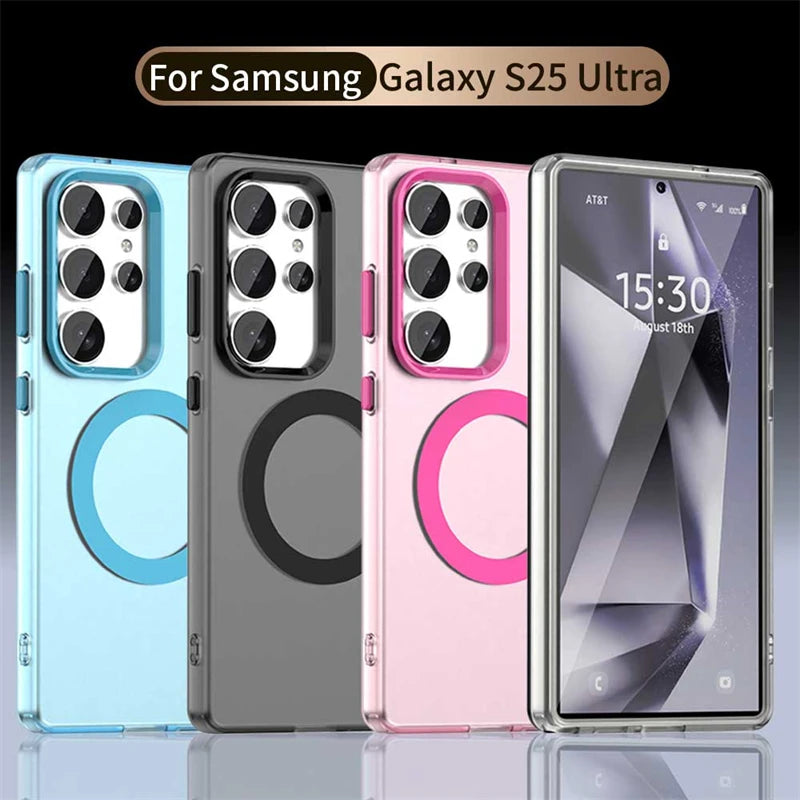 Wireless Charging Case Samsung Galaxy S25 Ultra Case Magnetic Luxury Frosted Silicone S25 Ultra Protector Cover S25 Ultra Case