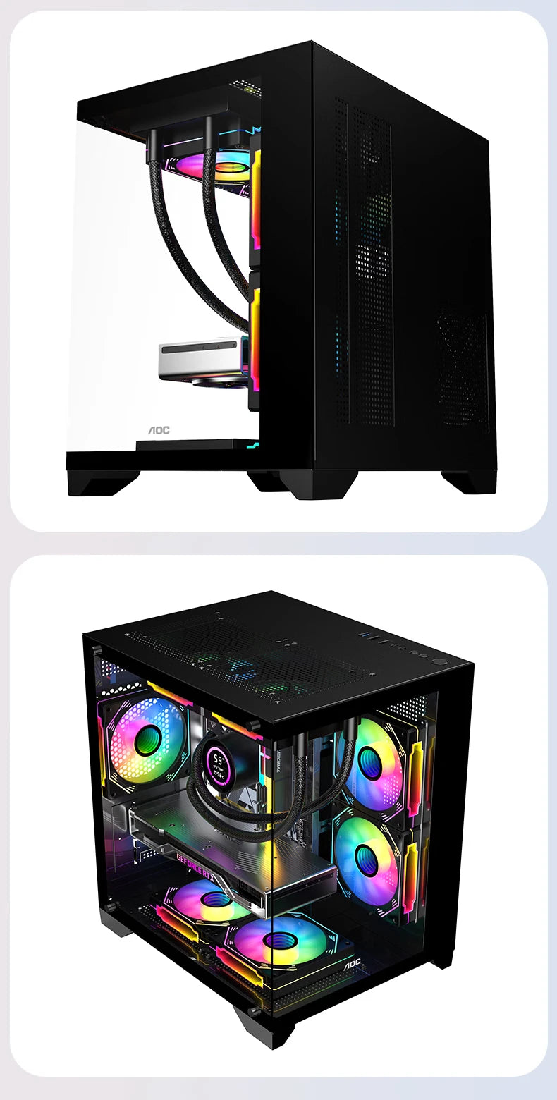AOC CG391 PC Case MATX Gaming Desktop Case Supports 240 Water Cooling With 3 Fans Computer Case Sea View Room KingsLab Edition