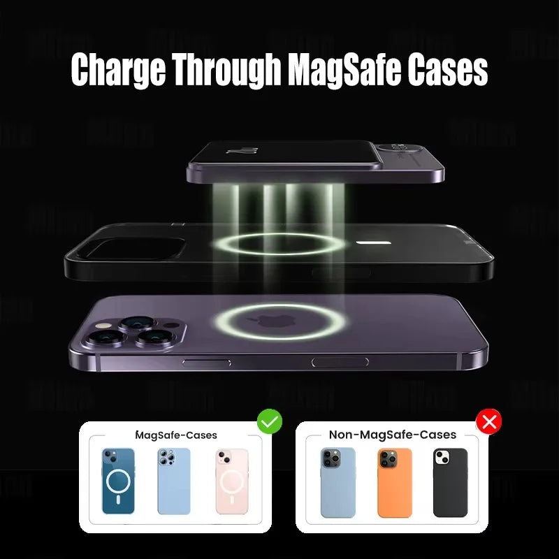 10000mAh Alloy Macsafe Powerbank Magnetic Power Bank Wireless Fast Charger Portable Battery For Magsafe iPhone 16 15 14 13 12