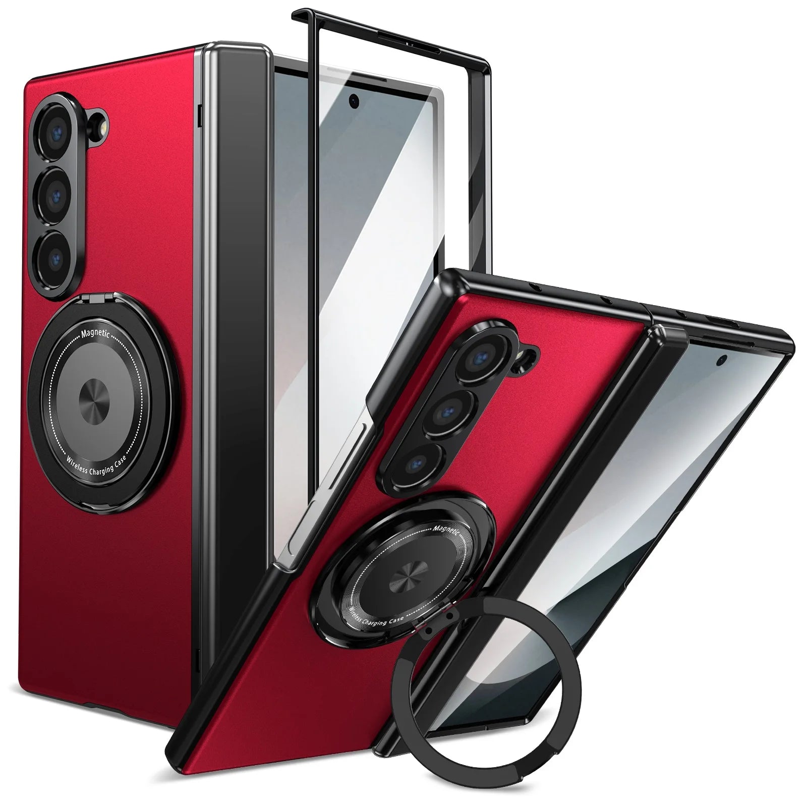 VIETAO Aluminum Alloy Plate PC Back Cover Z Fold 7 Phone Case With 360° Rotatable Magnet Metal Bracket For Galaxy Z Fold 7/6/5/4
