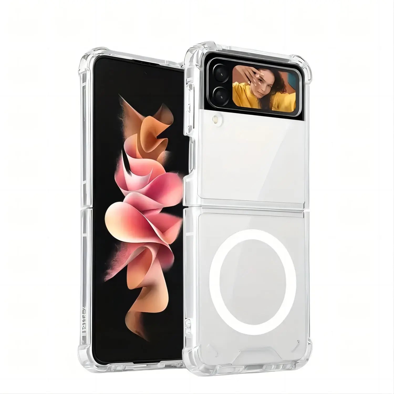 Galaxy Z Flip and Fold 3/4/5/6 Magnetic Case: Durable, Air-Cushioned, Transparent - Support Wireless Charging