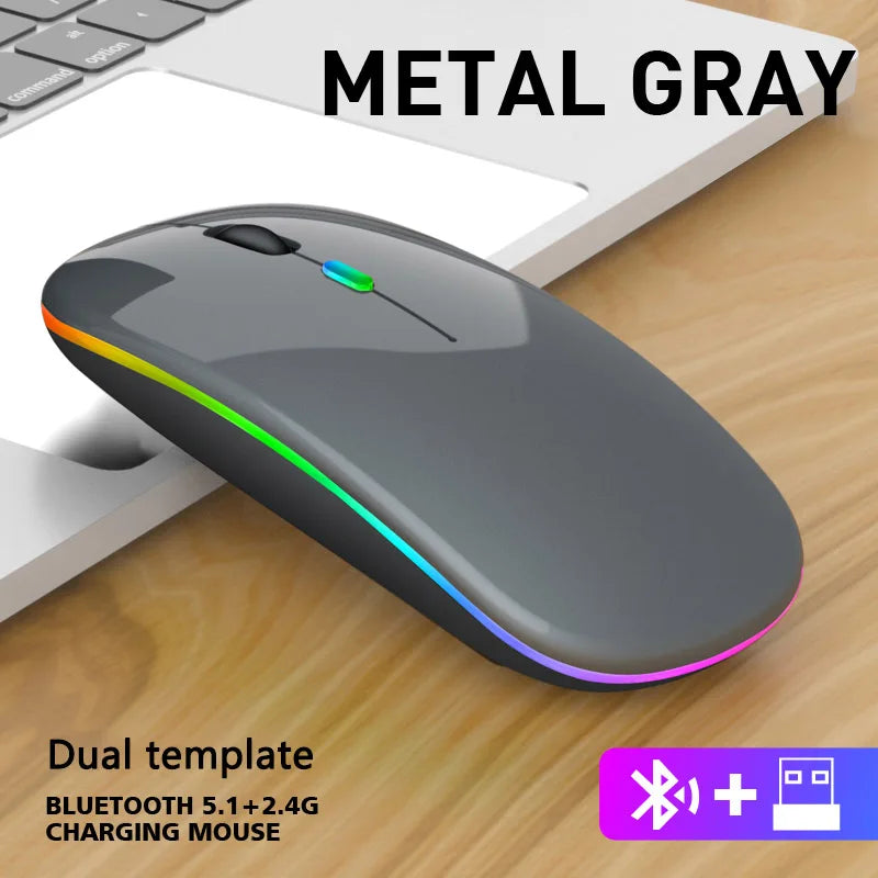 Wireless Mouse For Laptop PC Bluetooth RGB Rechargeable Mouses Wireless Computer Silent Mice LED Backlit Ergonomic Gaming Mouse KingsLab Edition