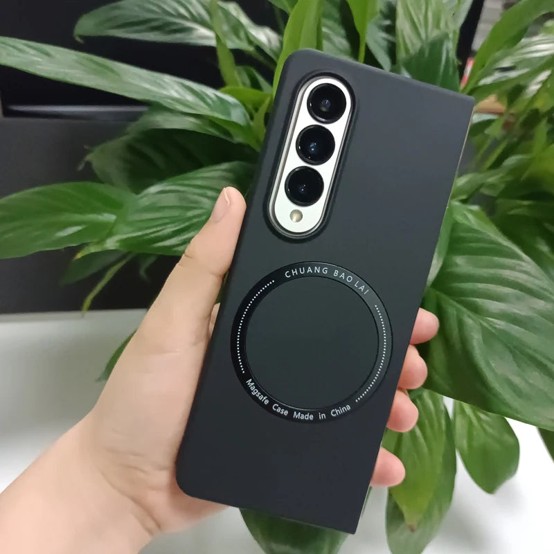 Case for Galaxy Z Fold 5 3 4 2 1 Magnetic Wireless Charging Drop Protection Anti Scratch Hard Cover Case for Z Fold Black Green