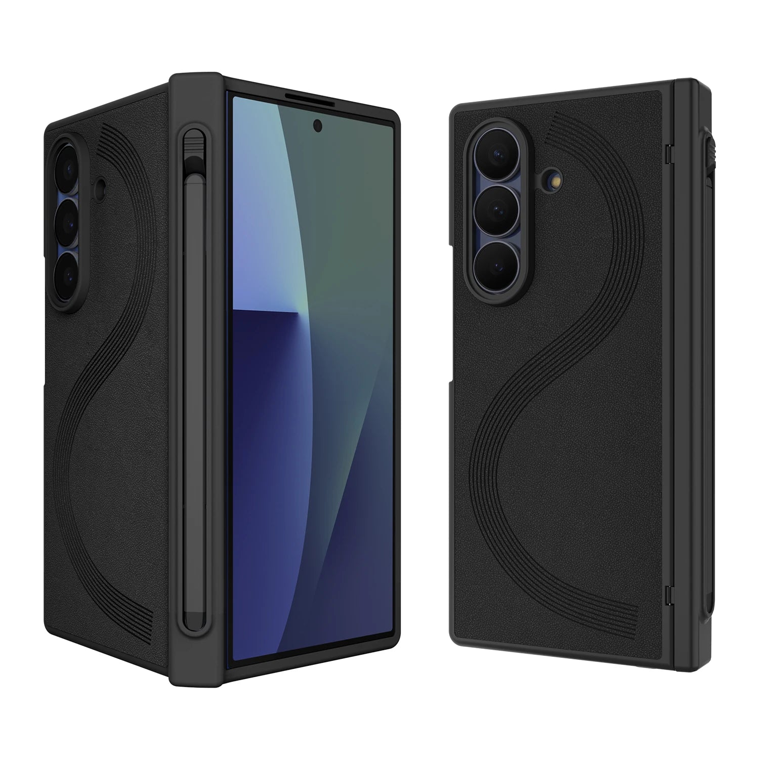 Full Cover PU Leather Z Fold 7 Case With Magnetic Hinge Protector, Touch Pen And Privacy Glass Film For Galaxy Z Fold 7 Fold 6