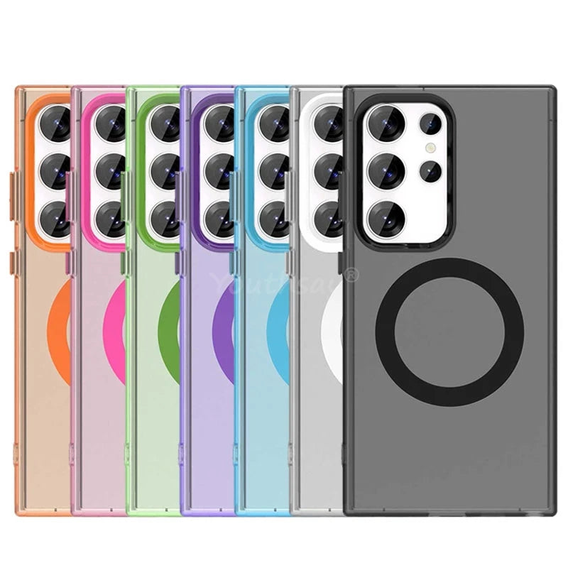 Wireless Charging Case Samsung Galaxy S25 Ultra Case Magnetic Luxury Frosted Silicone S25 Ultra Protector Cover S25 Ultra Case