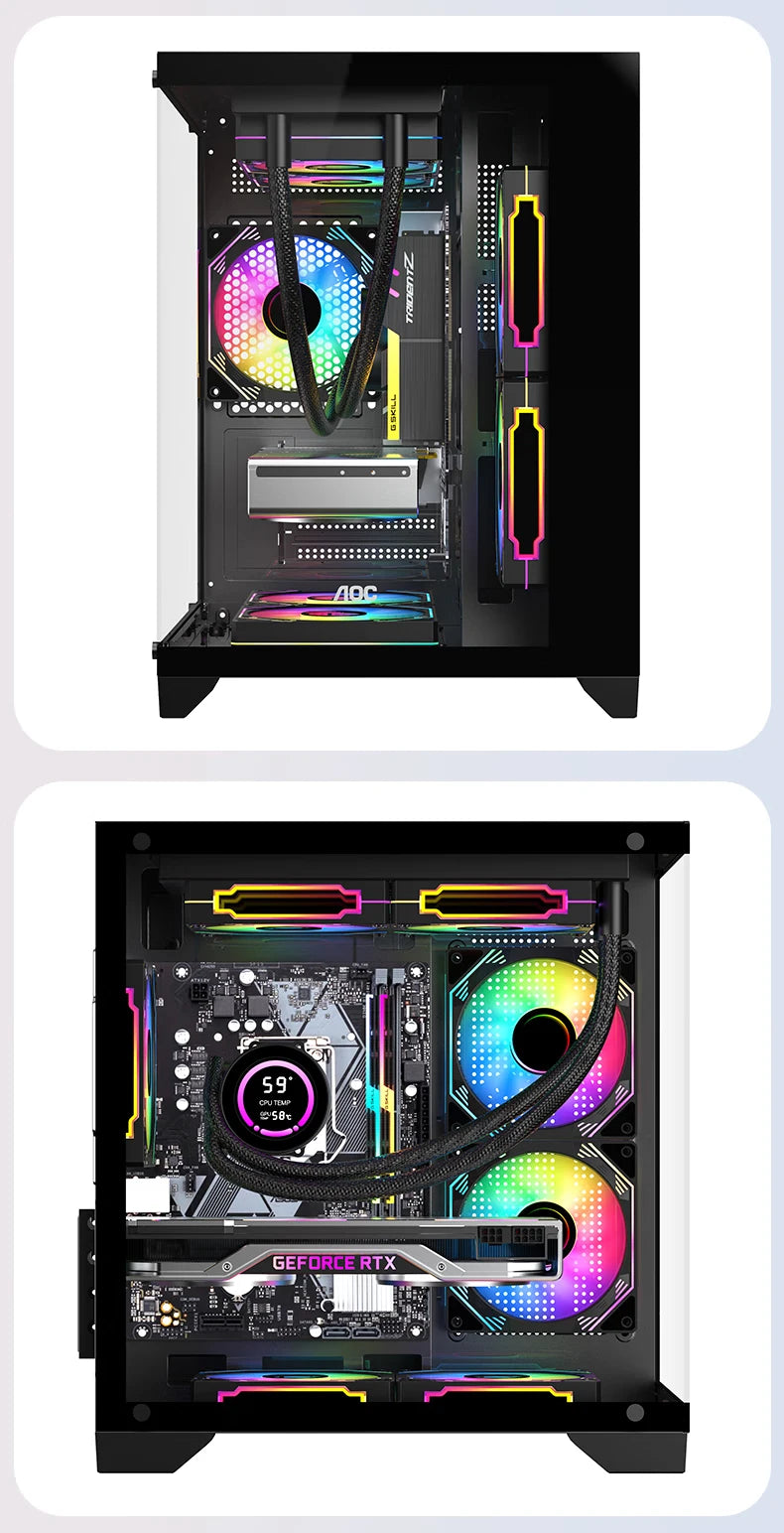 AOC CG391 PC Case MATX Gaming Desktop Case Supports 240 Water Cooling With 3 Fans Computer Case Sea View Room KingsLab Edition