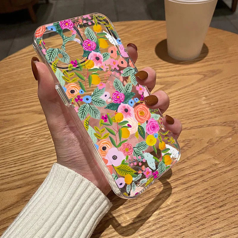 Clear Cases For iPhone 17 Pro Max Case iPhone 15 Pro Max 11 14 13 12 16e 17 X XS XR 7 8 Plus SE Fundas Flower Soft Back Cover