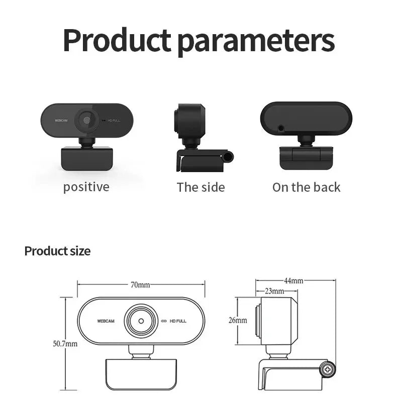 Webcam 360° Rotatable Mini Streaming Web Camera Full HD Plug And Play Computer Usb Web Camera For Pc Laptop With Microphone  ﻿