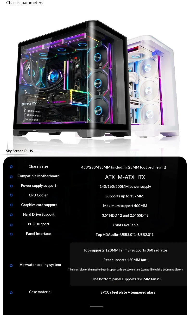 WJCOOLMAN Sky curtain Plus ATX PC gaming case Curved glass sea view room Desktop computer case 360 water cooler gabinete gamer KingsLab Edition
