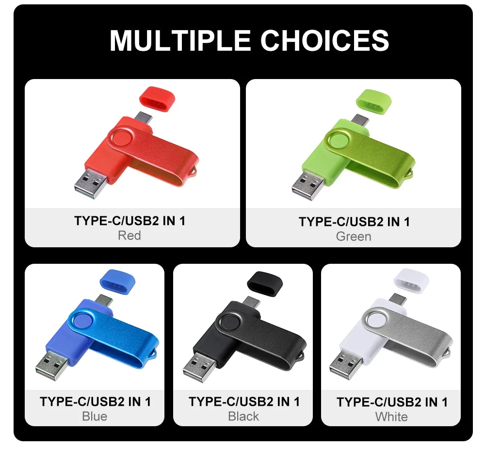 TYPE-C Black USB Flash Drive 128GB Free Key Chain Pen Drive 64GB High Speed Memory Stick 32GB For Mobile Phone USB Stick 16GB