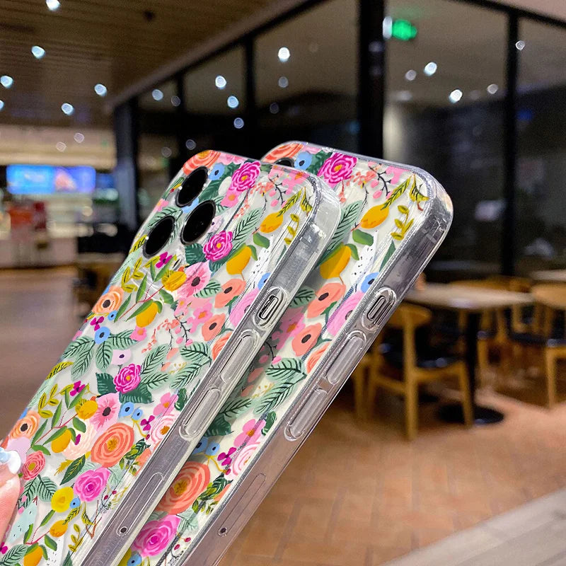 Clear Cases For iPhone 17 Pro Max Case iPhone 15 Pro Max 11 14 13 12 16e 17 X XS XR 7 8 Plus SE Fundas Flower Soft Back Cover