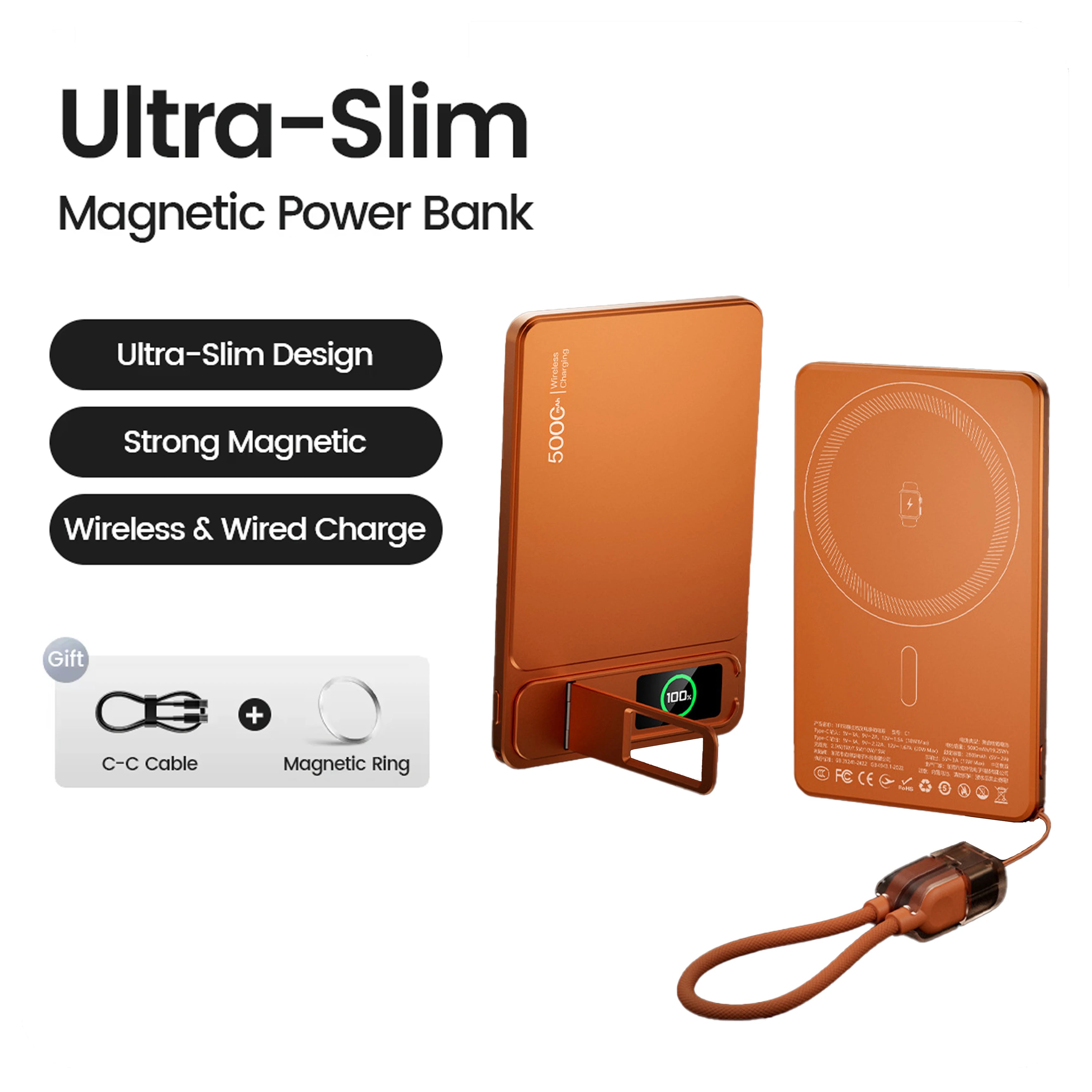 10000mAh Magnetic Power Bank for Magsafe, 20W Wireless Charging Portable Slim External Battery for iPhone 17 16 15 14 13 Pro Max KingsLab Edition