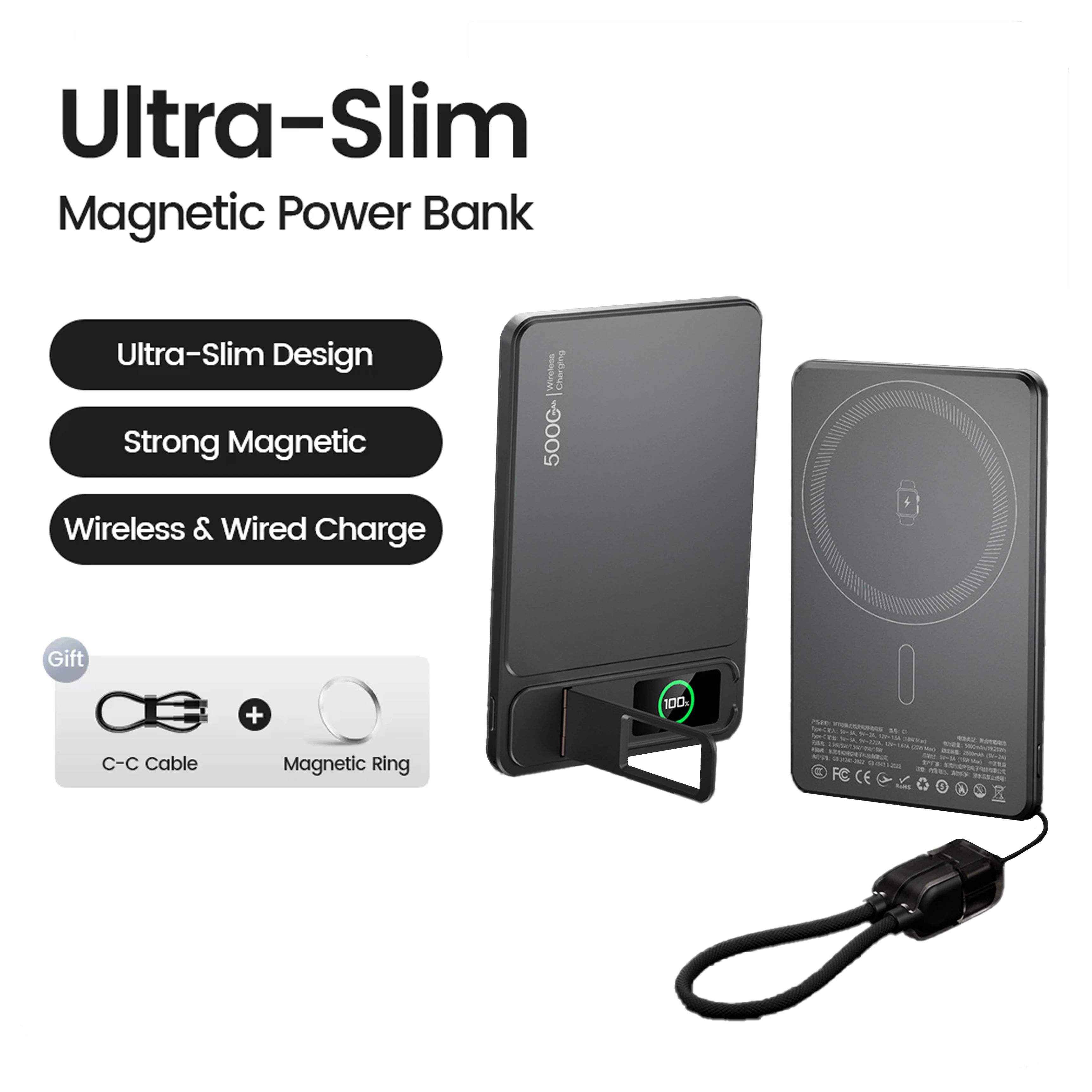 10000mAh Magnetic Power Bank for Magsafe, 20W Wireless Charging Portable Slim External Battery for iPhone 17 16 15 14 13 Pro Max KingsLab Edition
