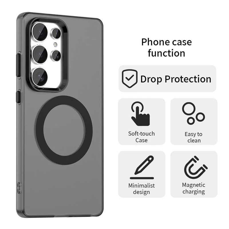 Wireless Charging Case Samsung Galaxy S25 Ultra Case Magnetic Luxury Frosted Silicone S25 Ultra Protector Cover S25 Ultra Case