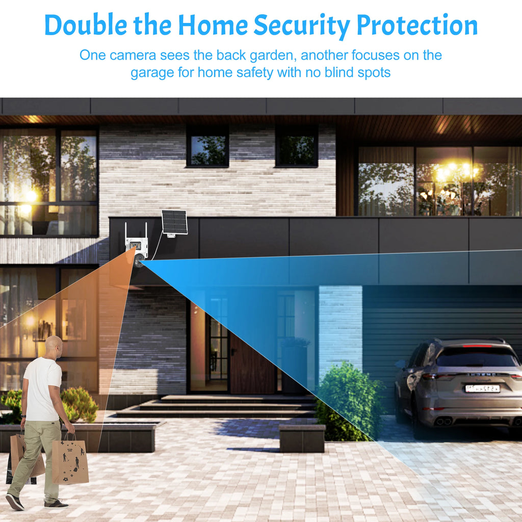 Solar 4G Camera With Sim Card 8MP 4K Dual Lens Dual View Monitor Night Vision Security Protection PTZ Video Surveillance