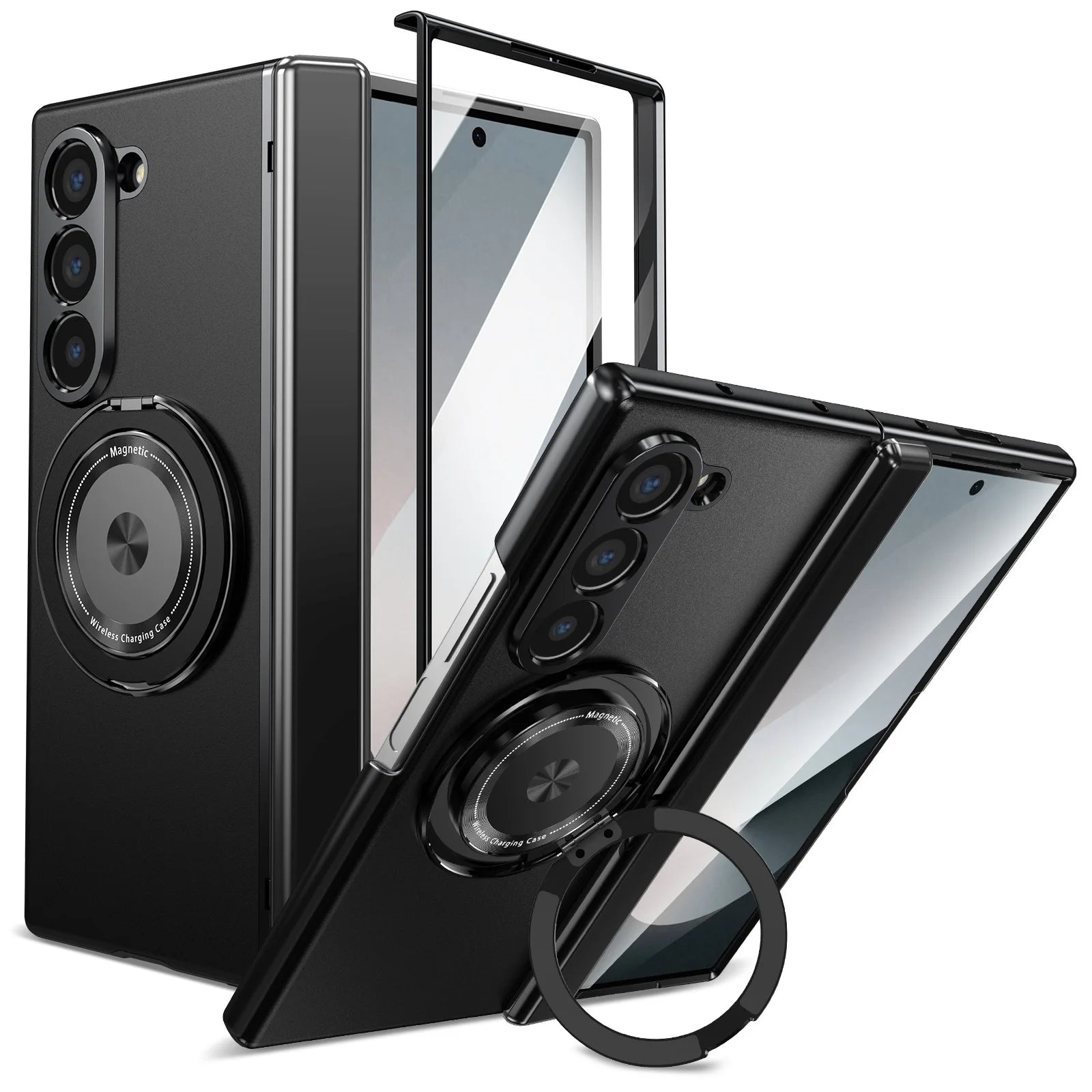 VIETAO Aluminum Alloy Plate PC Back Cover Z Fold 7 Phone Case With 360° Rotatable Magnet Metal Bracket For Galaxy Z Fold 7/6/5/4