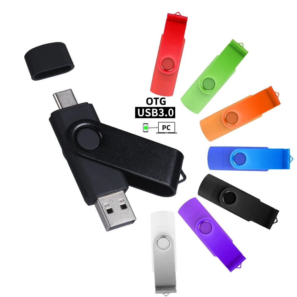 TYPE-C Black USB Flash Drive 128GB Free Key Chain Pen Drive 64GB High Speed Memory Stick 32GB For Mobile Phone USB Stick 16GB