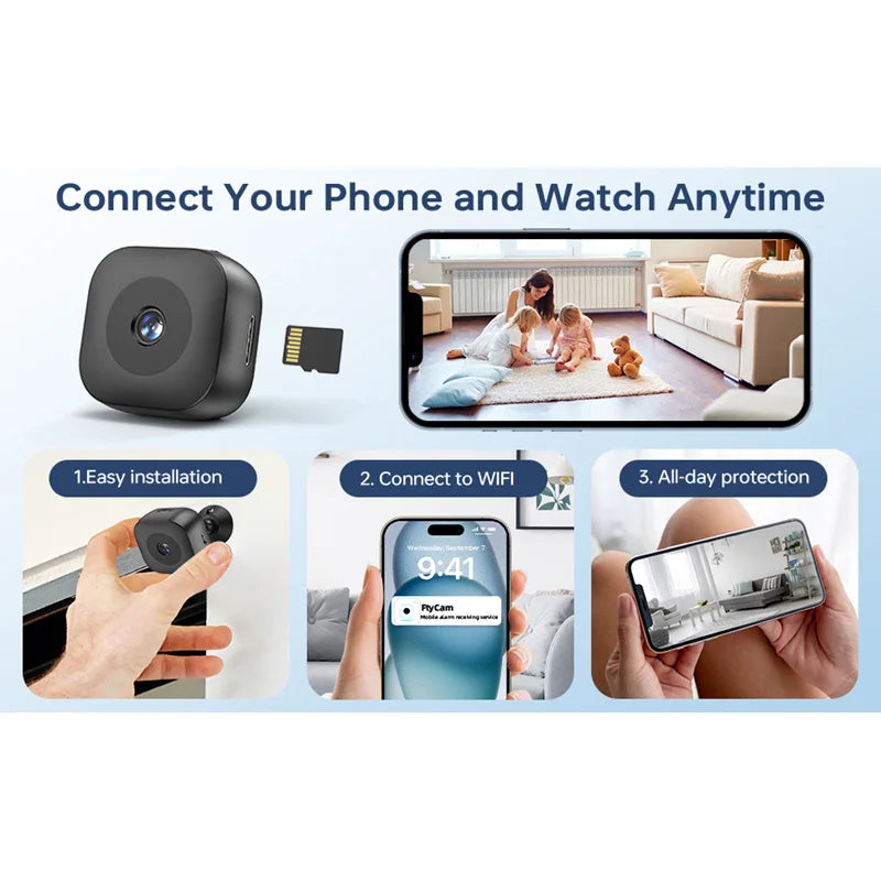 Smart 4K Mini Camera Full Color Night Vision High Definition WiFi Monitor Waterproof Motion Detect Home Security Monitor