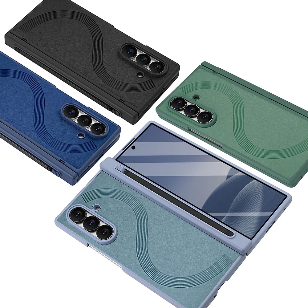 Full Cover PU Leather Z Fold 7 Case With Magnetic Hinge Protector, Touch Pen And Privacy Glass Film For Galaxy Z Fold 7 Fold 6