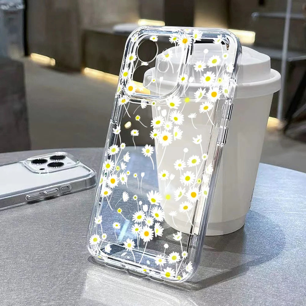 Clear Cases For iPhone 17 Pro Max Case iPhone 15 Pro Max 11 14 13 12 16e 17 X XS XR 7 8 Plus SE Fundas Flower Soft Back Cover