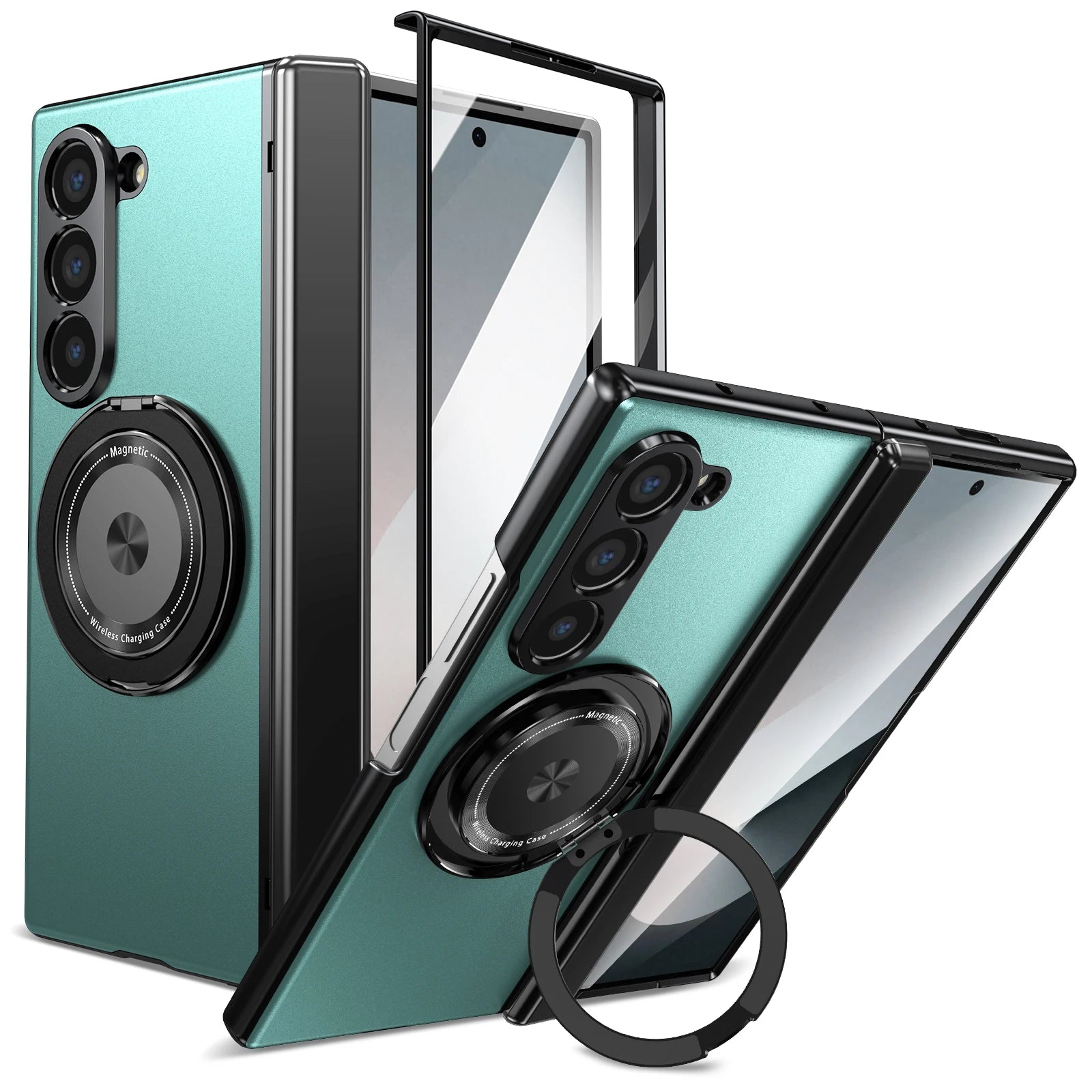 VIETAO Aluminum Alloy Plate PC Back Cover Z Fold 7 Phone Case With 360° Rotatable Magnet Metal Bracket For Galaxy Z Fold 7/6/5/4