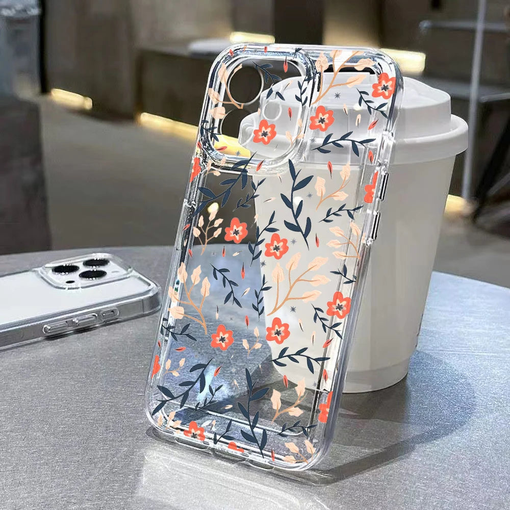 Clear Cases For iPhone 17 Pro Max Case iPhone 15 Pro Max 11 14 13 12 16e 17 X XS XR 7 8 Plus SE Fundas Flower Soft Back Cover