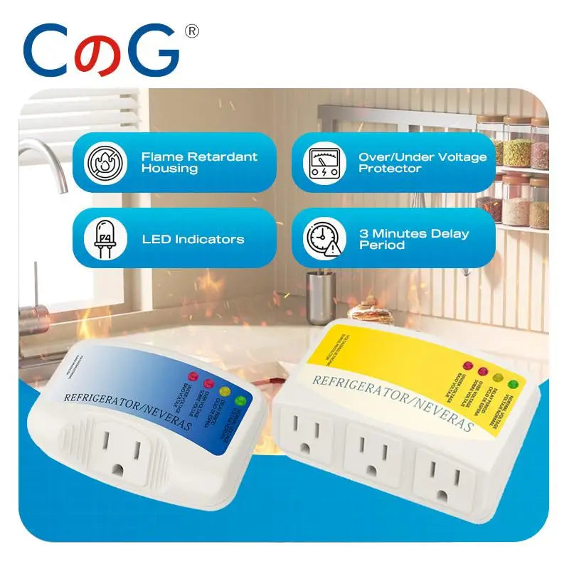CG 1Pcs Single/Three Outlet Power Surge Protector 120V 10/12A Home Appliance Voltage Brownout Plug Outlet for PC/TV/Refrigerator
