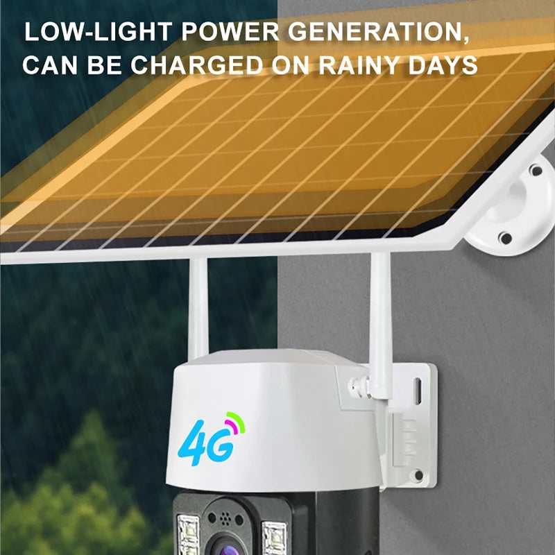 Solar Camera 4G Sim Outdoor Wireless IP Camara PIR Motion Detection Waterproof CCTV Low Powered Battery Home Security Protection
