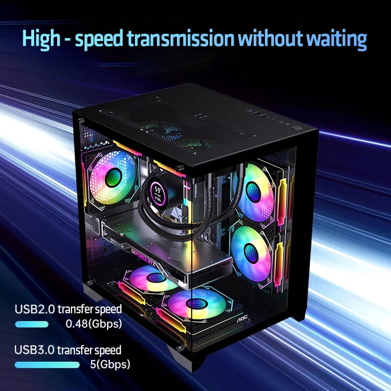AOC CG391 PC Case MATX Gaming Desktop Case Supports 240 Water Cooling With 3 Fans Computer Case Sea View Room KingsLab Edition