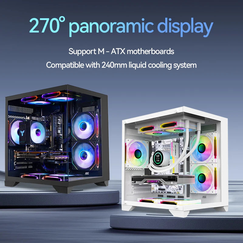 AOC CG391 PC Case MATX Gaming Desktop Case Supports 240 Water Cooling With 3 Fans Computer Case Sea View Room KingsLab Edition