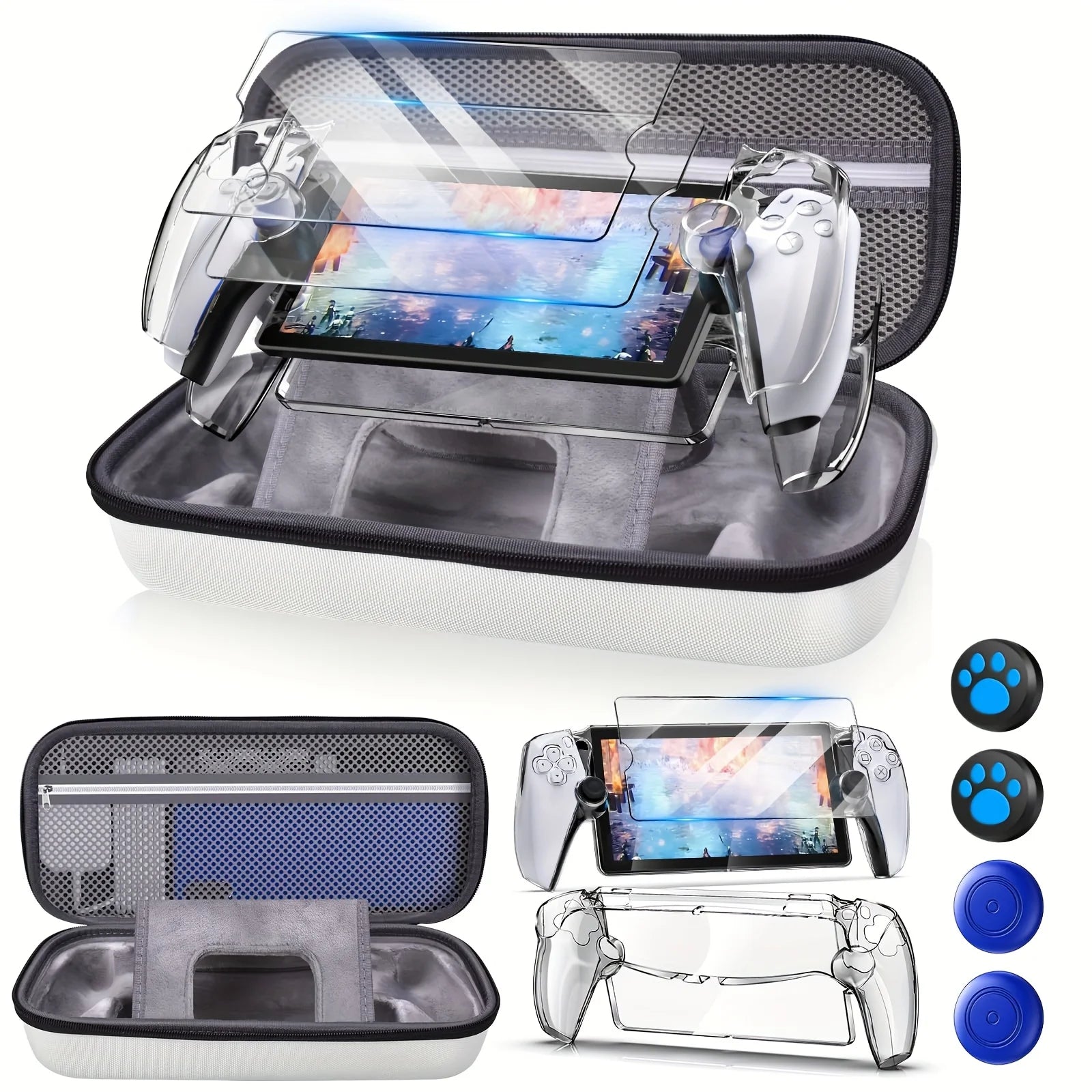 laystation Portal Remote PS5  Eight-in-One Accessory Set  Case PS5 Portal Transparent Shell, 2 Screen Protectors, 4 Thumb Grips