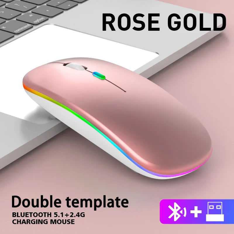 Wireless Mouse For Laptop PC Bluetooth RGB Rechargeable Mouses Wireless Computer Silent Mice LED Backlit Ergonomic Gaming Mouse KingsLab Edition