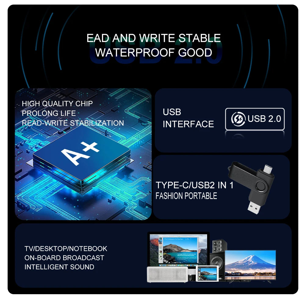 TYPE-C Black USB Flash Drive 128GB Free Key Chain Pen Drive 64GB High Speed Memory Stick 32GB For Mobile Phone USB Stick 16GB