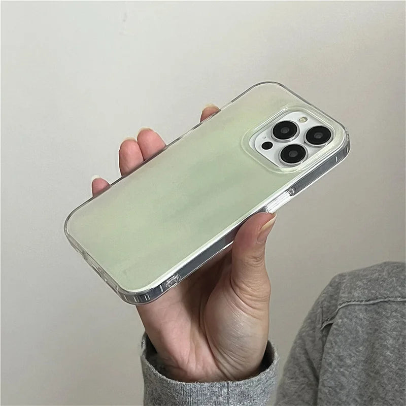 IPhone 13/14/16/17 Pro Max | Light Green | Simple and Fresh | Double Layer |  IND  for iPhone 11 12 13 14 15 16 17 Pro Max