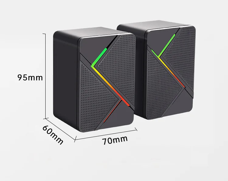 PC Computer Stereo Speaker  RGB Gaming Speakers - USB Powered 2.0 Channel Stereo Sound System with Colorful LED Lights