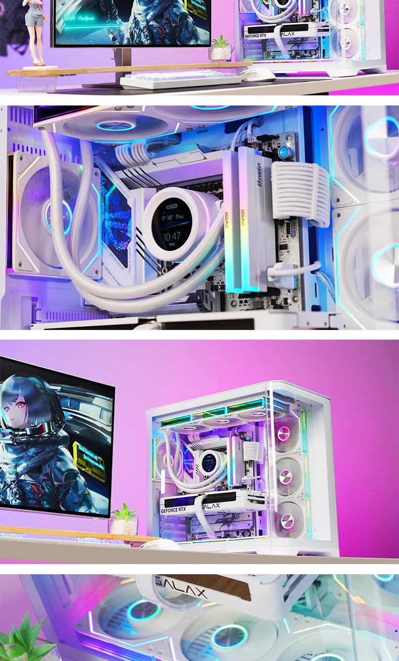 WJCOOLMAN Sky curtain Plus ATX PC gaming case Curved glass sea view room Desktop computer case 360 water cooler gabinete gamer KingsLab Edition