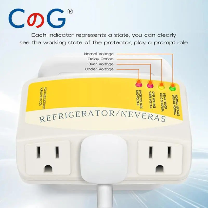 CG 1Pcs Single/Three Outlet Power Surge Protector 120V 10/12A Home Appliance Voltage Brownout Plug Outlet for PC/TV/Refrigerator