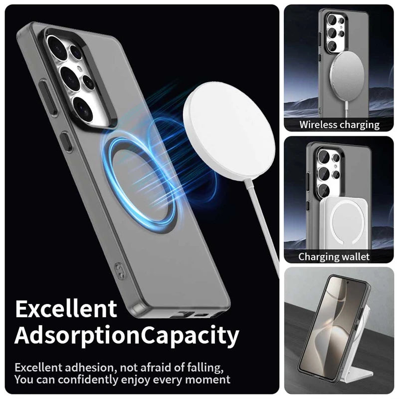 Wireless Charging Case Samsung Galaxy S25 Ultra Case Magnetic Luxury Frosted Silicone S25 Ultra Protector Cover S25 Ultra Case