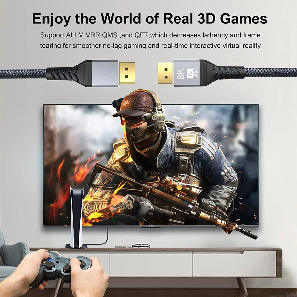 8K Displayport 1.4 Cable DP 2.0 165Hz Video Audio Cable For PC Laptops TV Box Projector PS4 Monitor Video Game Display Port Cord