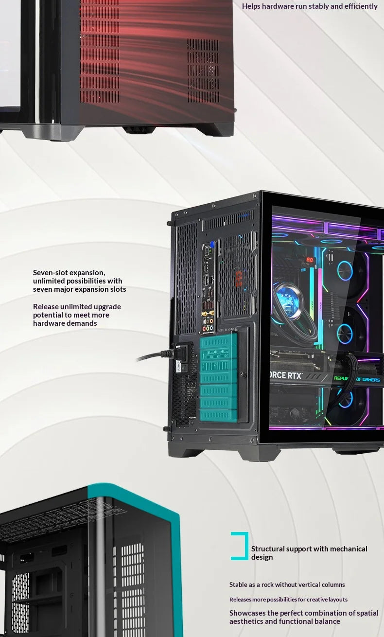 WJCOOLMAN Sky curtain Plus ATX PC gaming case Curved glass sea view room Desktop computer case 360 water cooler gabinete gamer KingsLab Edition