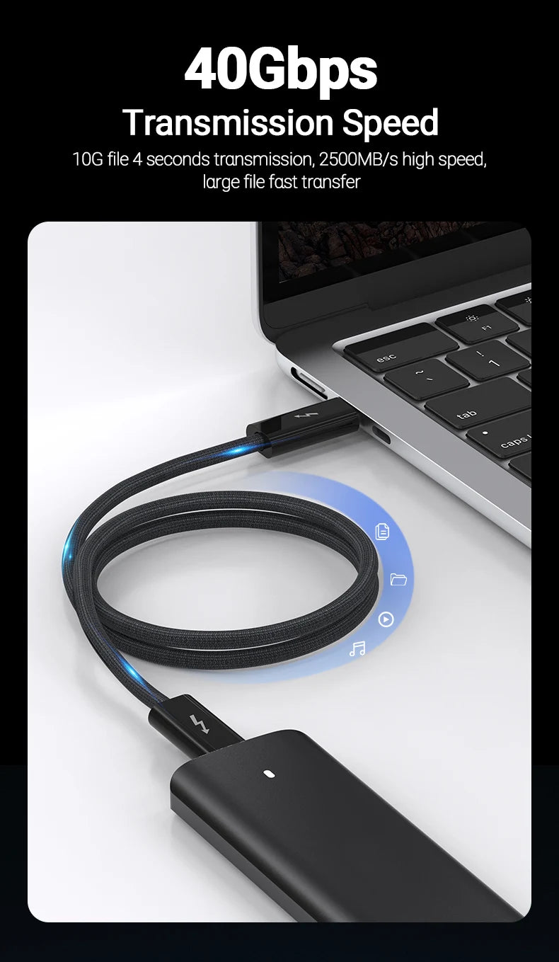 USB 4.0 Type-C Data Cable 240W Fast Charging Cable with 40Gbps Speed 8K HD Video Support Thunderbolt 3/4 for Phone Switch iPad